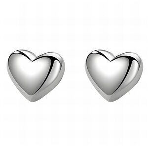 Silver Heart Stud Earrings Stainless Steel Waterproof
